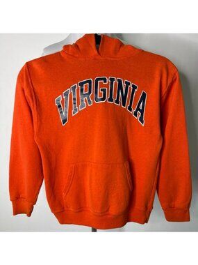 Virginia Cavaliers Youth Hoodie Orange UVA Arched Spellout Sweatshirt Size M 10Y